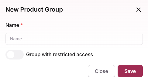 Create product group modal