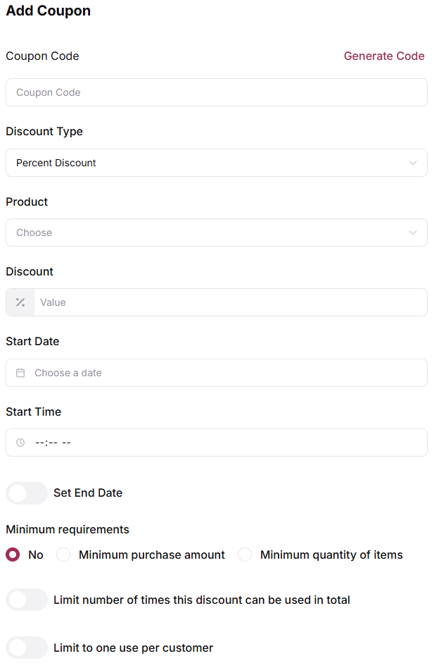 Configure Coupon Settings