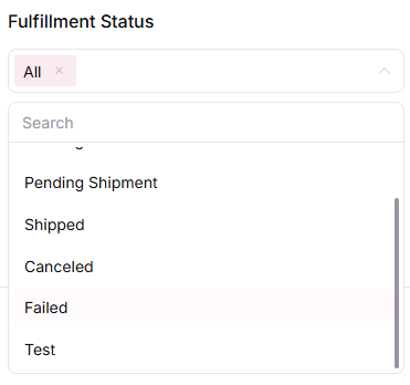 Search for failed shipments