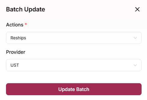 Initiate batch reship