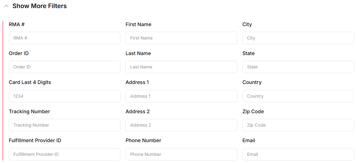 Additional fulfillment filters