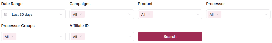 Conversion report filter interface