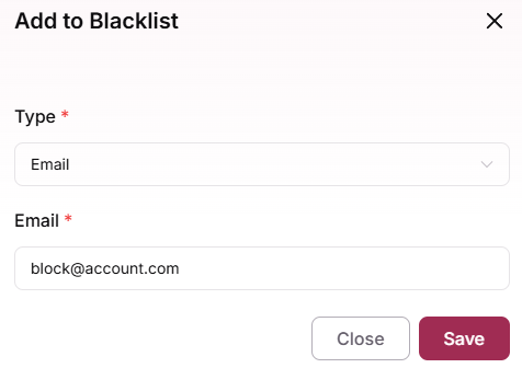 Block details input field with example data