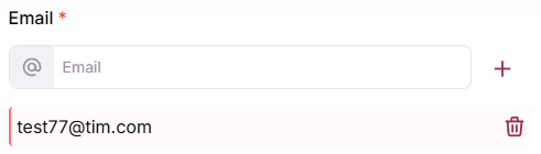 Email configuration field with add email functionality