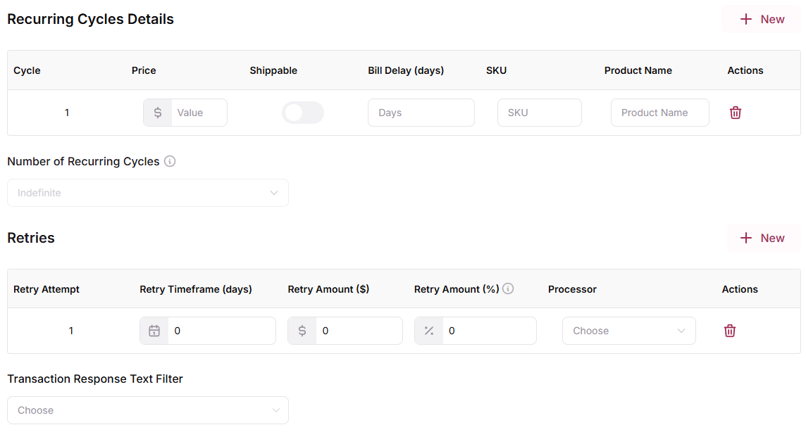 Transaction Response Text Filter
