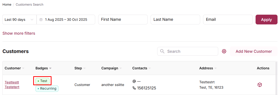 Open the Customer Profile