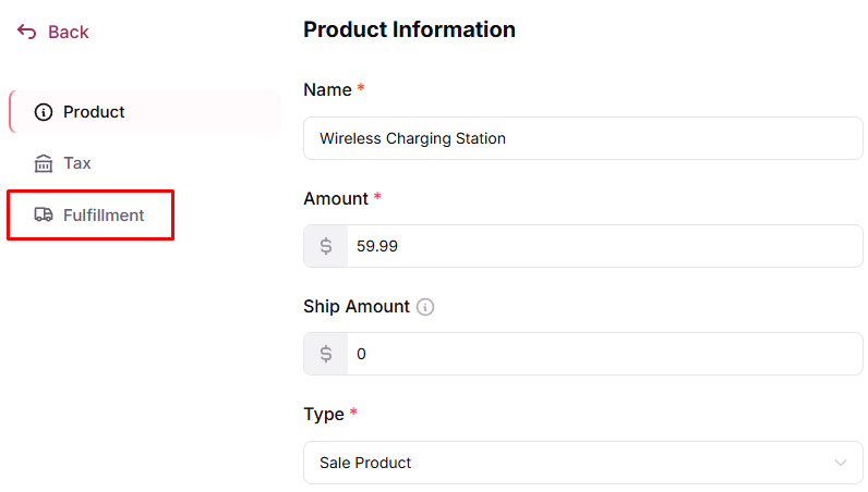 Edit Product Settings