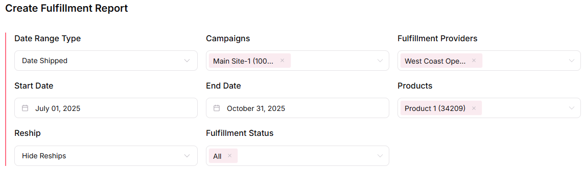 Configure Report Filters