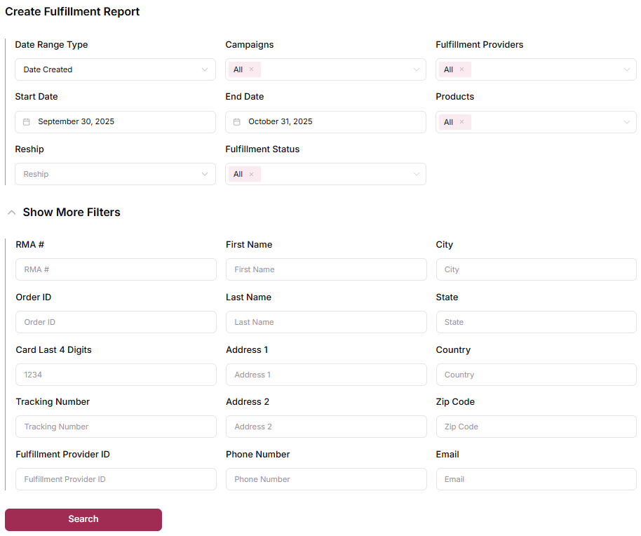 Access the Fulfillment Report