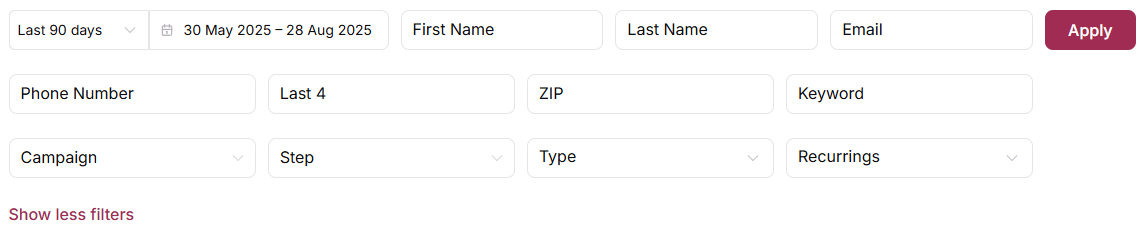 Advanced search filters