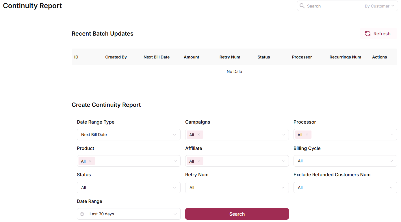 Access the Continuity Report