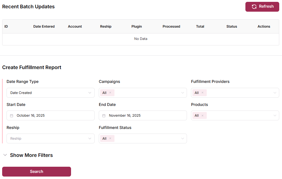 Access the Fulfillment Report