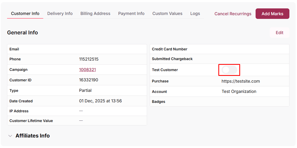 Test Customer
