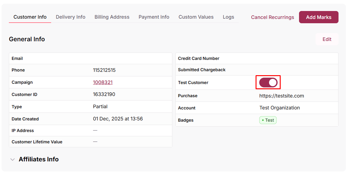 Test Customer