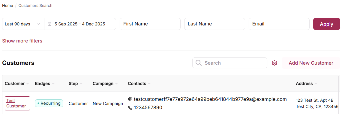 Customer search