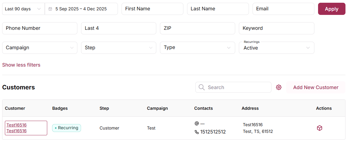 Customer search
