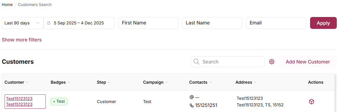 Customer search