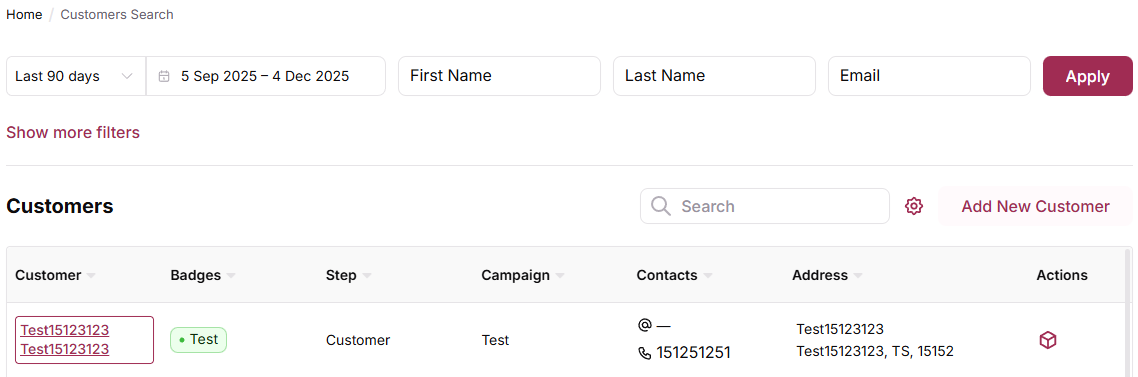 Customer search