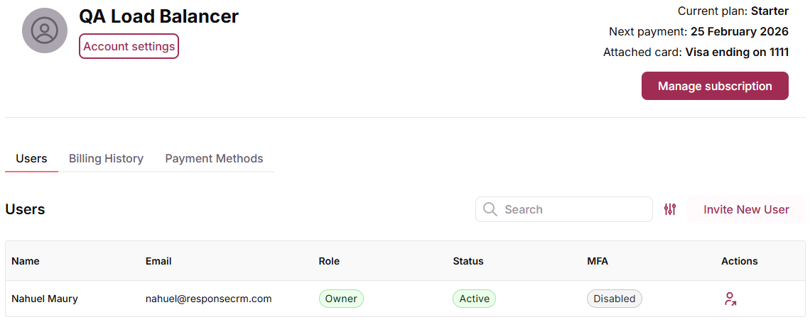 Account settings