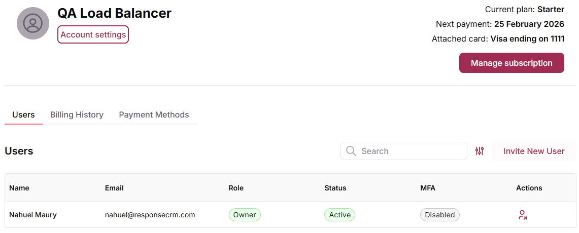 Account settings