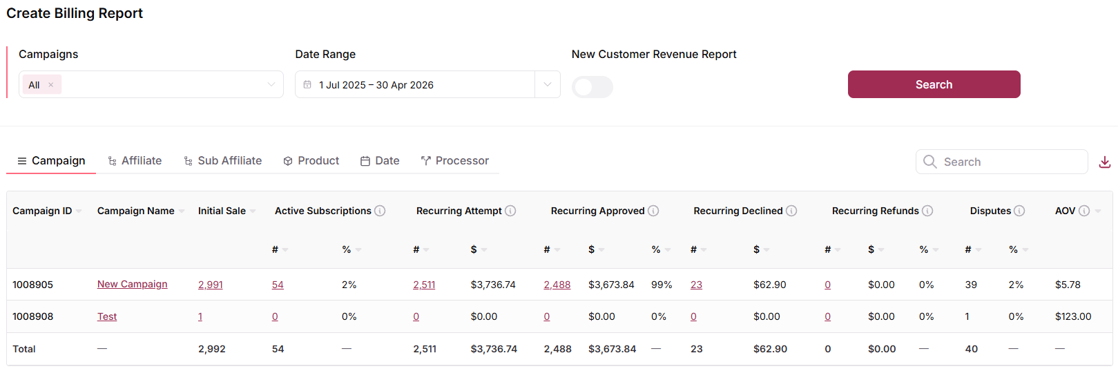Access the Billing Report