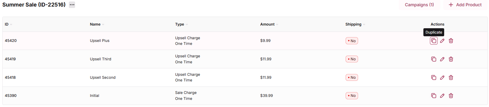 Duplicate an Individual Product