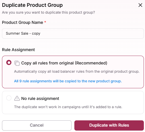 Copy all rules from original (Recommended)