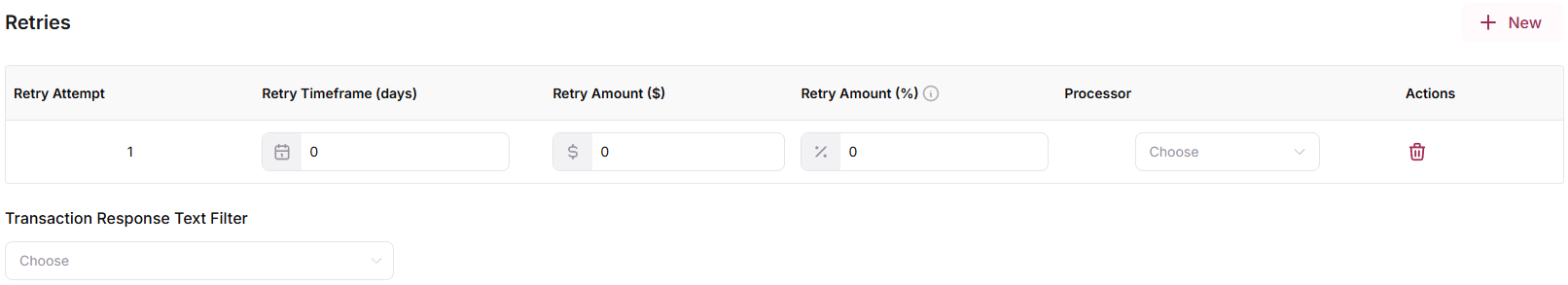 Transaction Response Text Filter