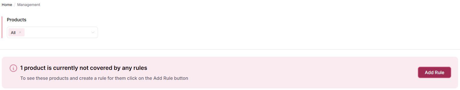 Management page showing Add Rule button