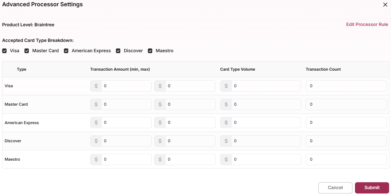 Advanced Processor Settings