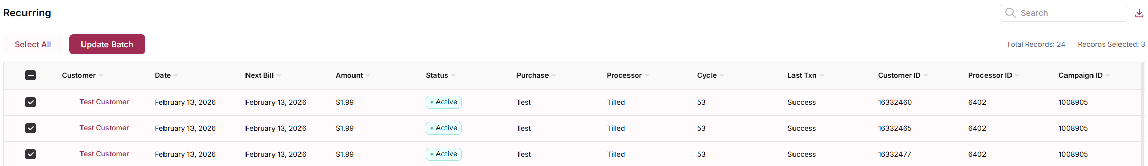 Selecting Records for Batch Update