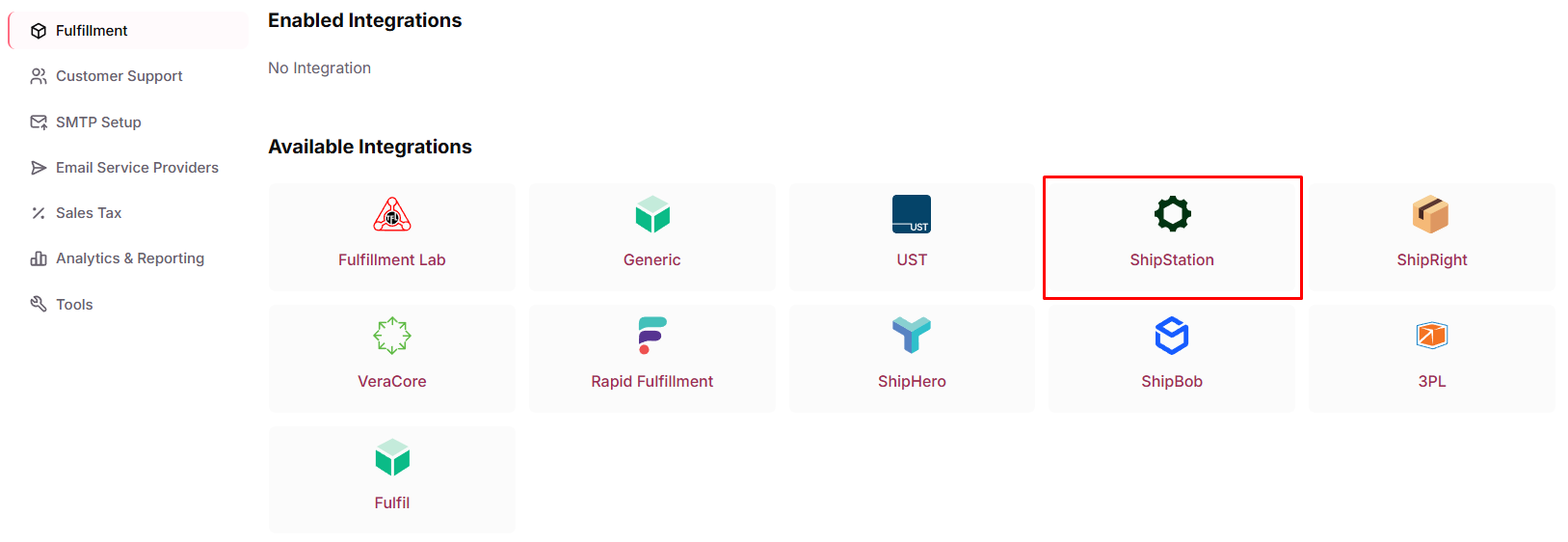 Open the ShipStation fulfillment plugin