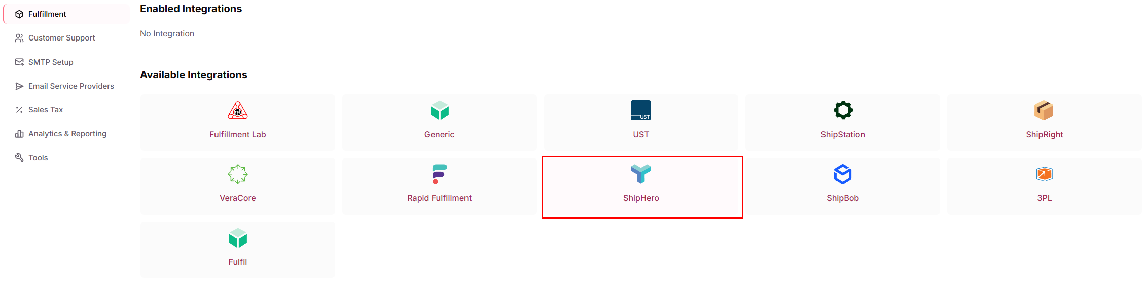 Open the ShipHero fulfillment plugin