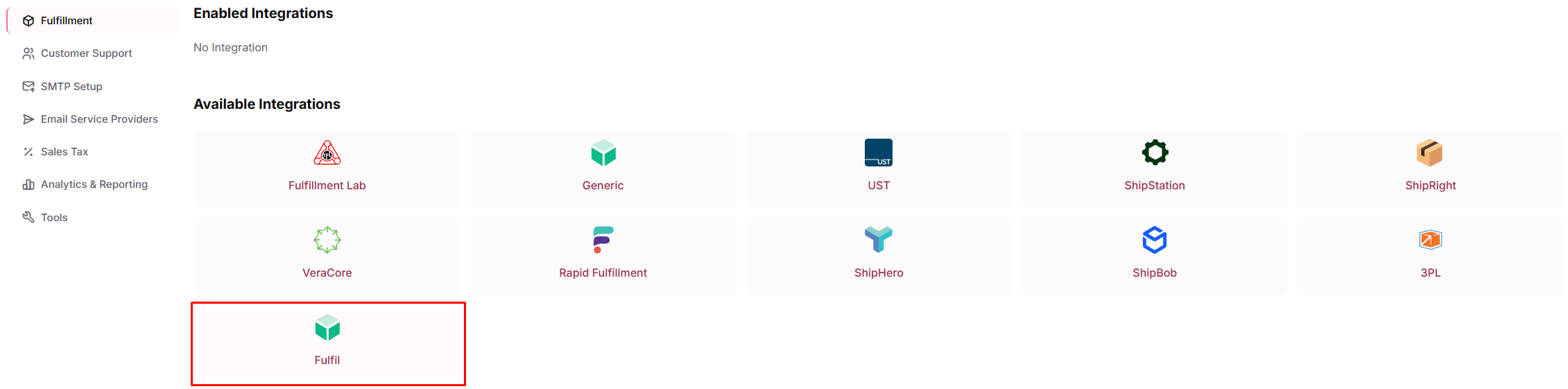 Open the Fulfil fulfillment plugin