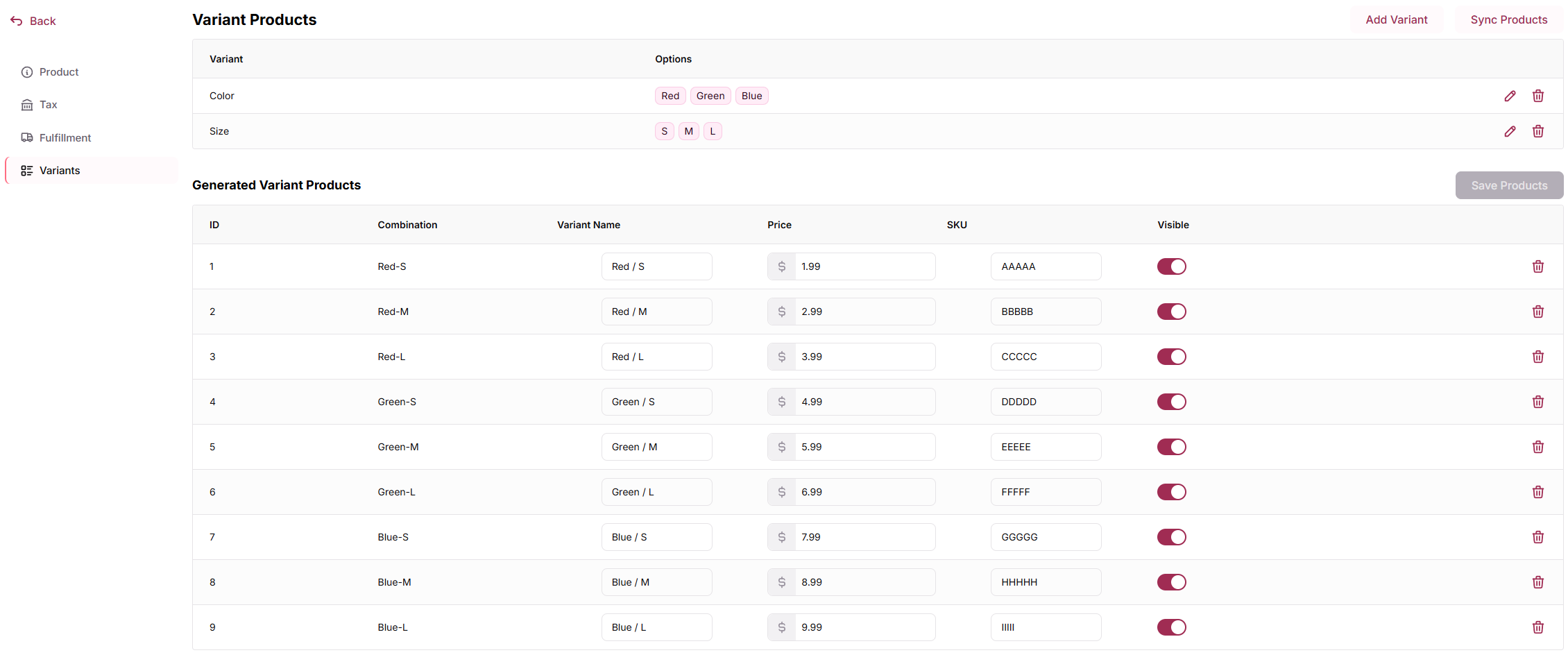 Configure Variants (Optional)