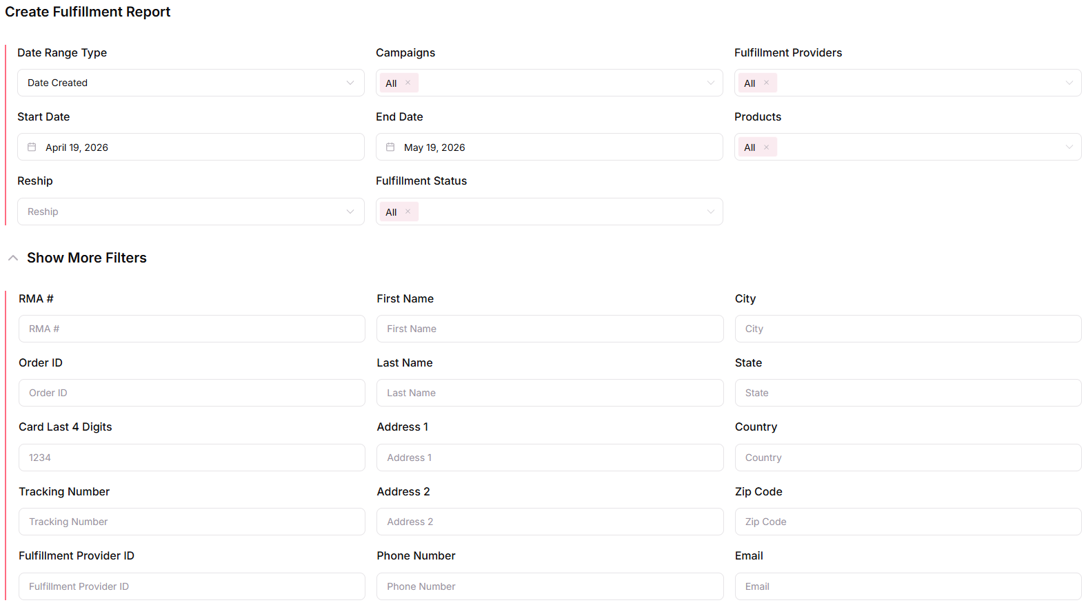 Monitor Fulfillment Orders in the Fulfillment Report