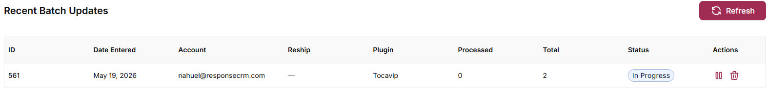 Monitor batch processing