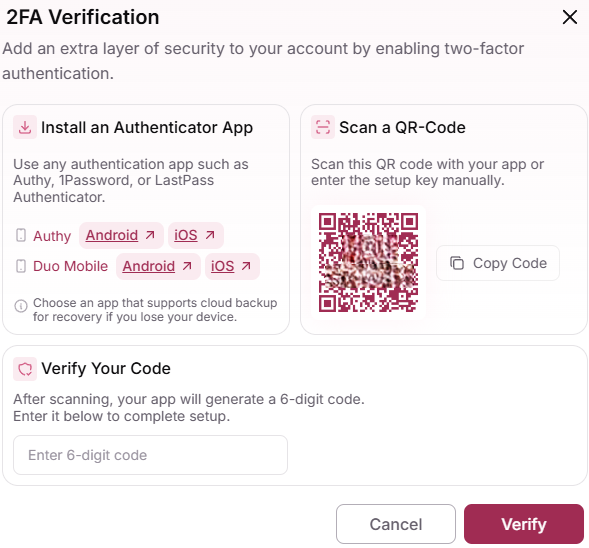 Enable Two-Factor Authentication