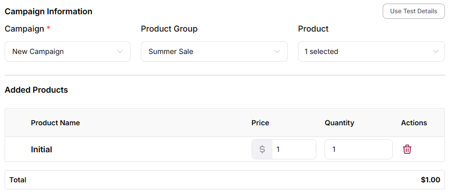Configure Campaign and Products