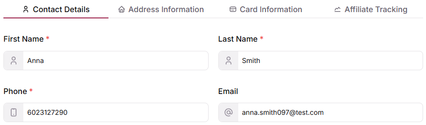 Fill in Customer Information (Tabs)