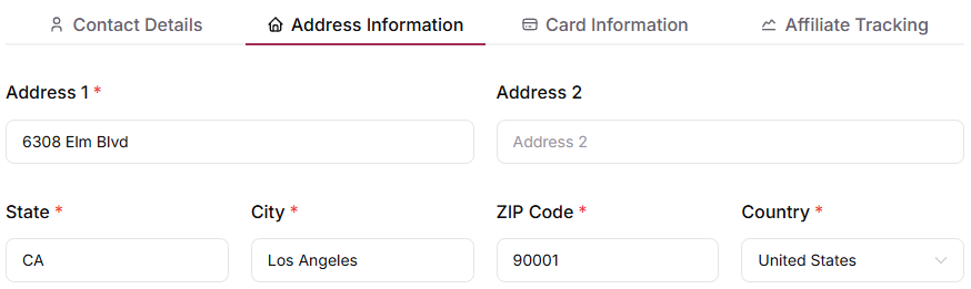 Fill in Customer Information (Tabs)