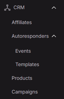 CRM navigation menu