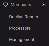 Merchants navigation menu
