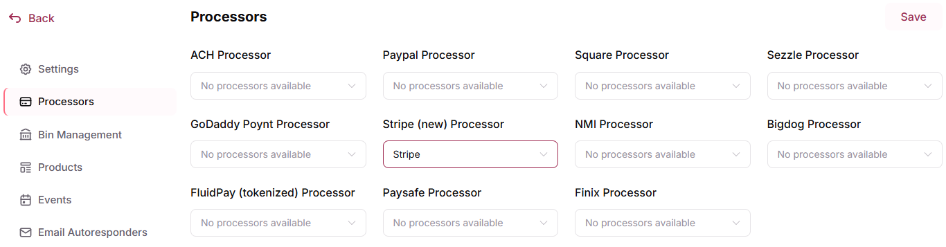 Edit Campaign Processors tab with assigned processors