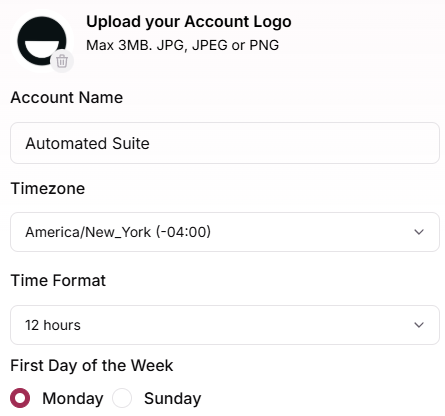 Timezone setting in Account settings General Settings