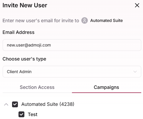 Campaign permissions settings for users