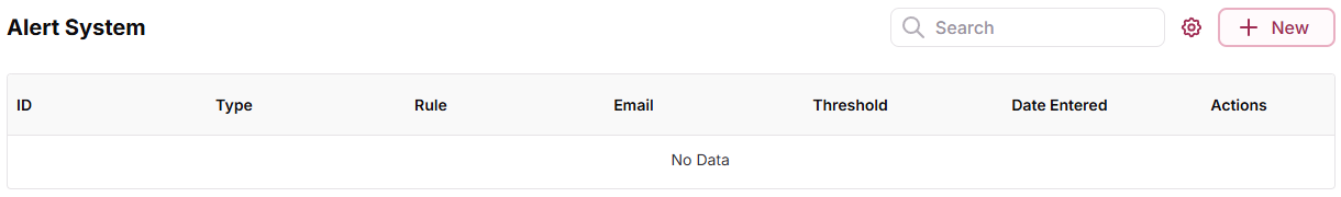 Alert System configuration page