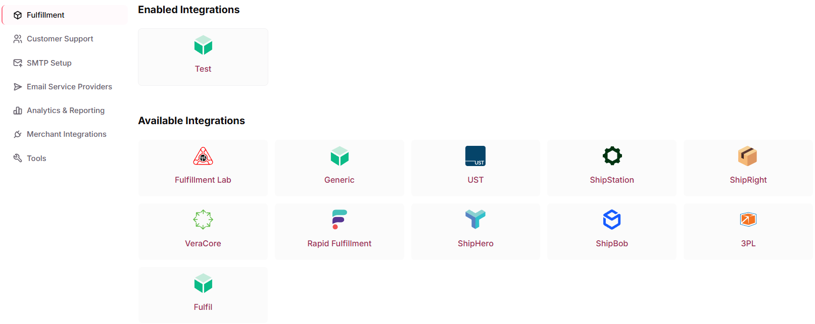 Fulfillment providers tab in Administration Plugins