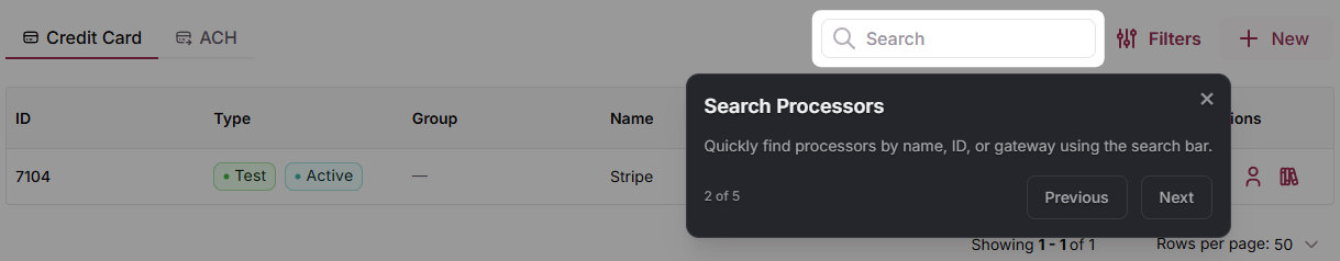 Interactive tour callout highlighting a page element with Next button