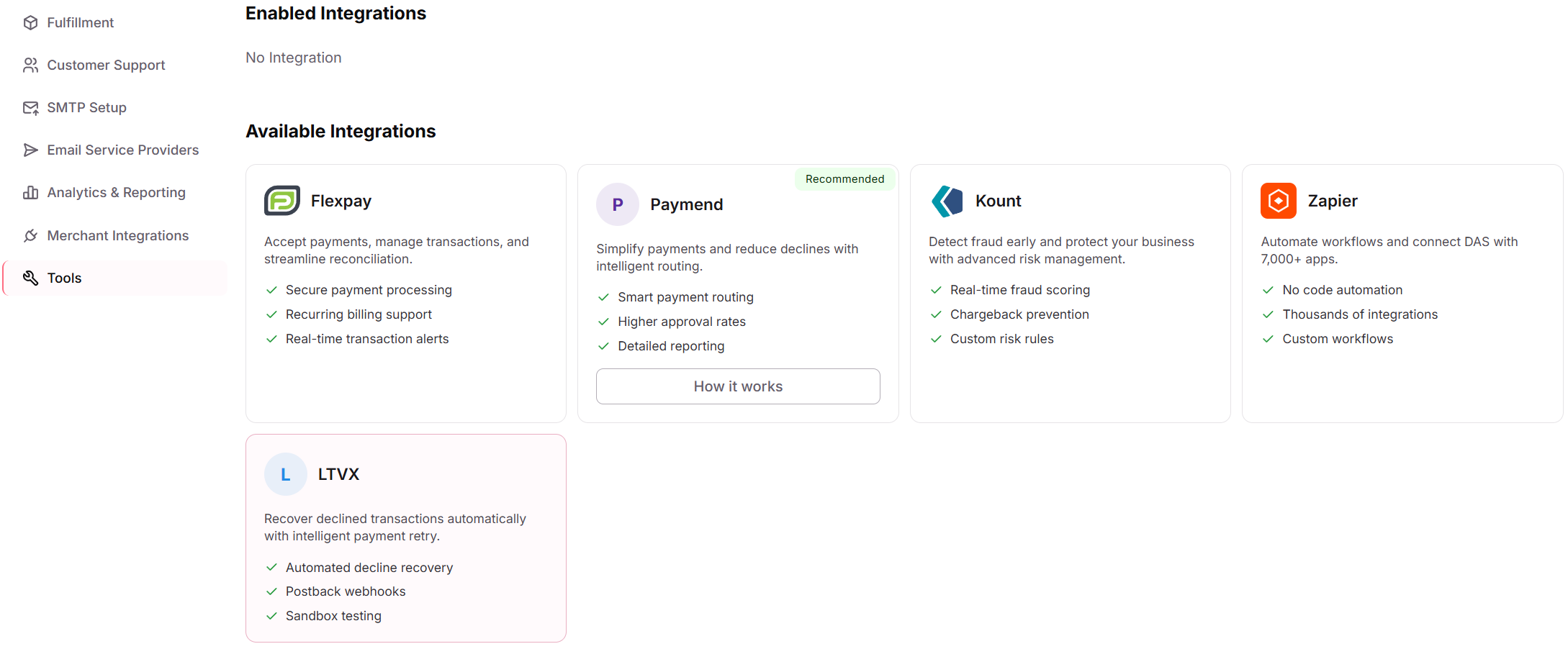 Tools tab of the Plugins Center with the LTVX card under Available Integrations